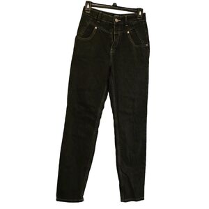 BDG black jeans contrasting stitch details broken zipper